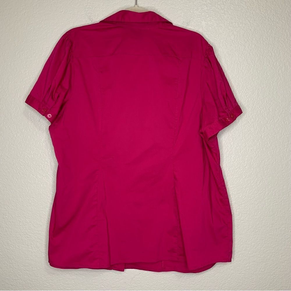 Lane Bryant Pink Short Sleeves Button Down Shirt, Size 22 - Picture 6 of 11